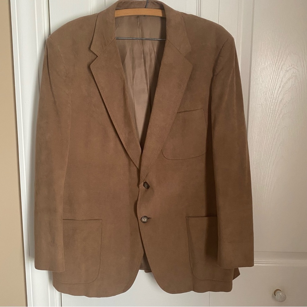 Thos.Stuart Brown Suede Sport Coat Blazer 46” Vintage Retro Western Fall Unisex